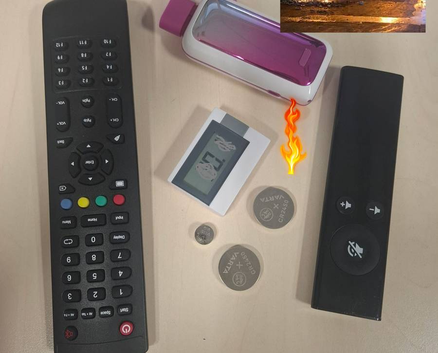 Different devices containing batteries